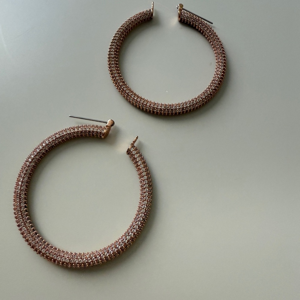 Luv Aj Rose Gold Textured Hoop Earrings